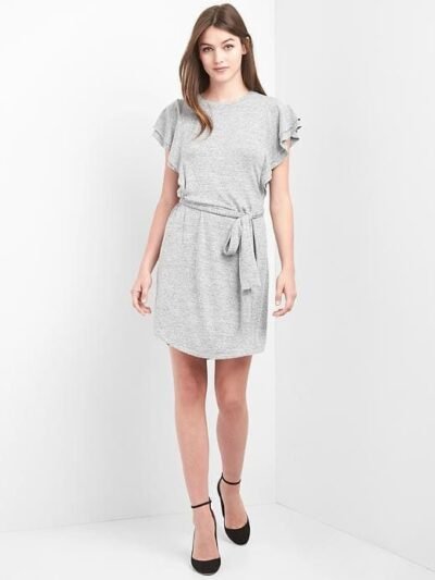 GAP Softspun flutter dress NWT SZ S light grey marle (141141)