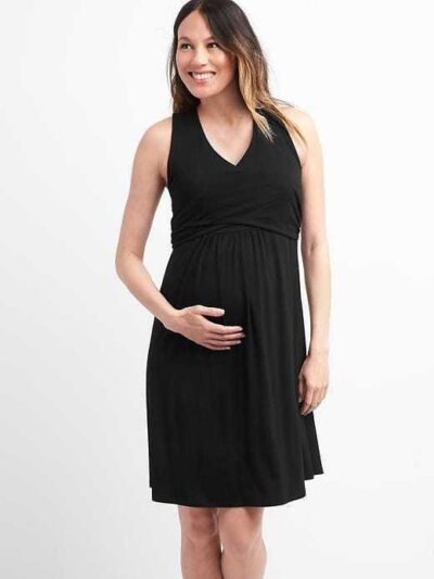 Gap Maternity sleeveless wrap dress Sz L Black ( 1422B4)