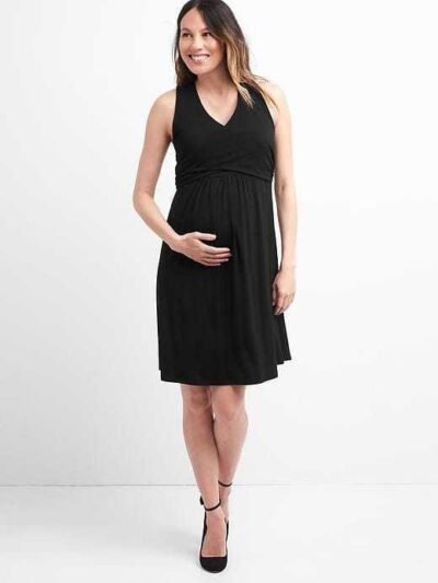 Gap Maternity sleeveless wrap dress Sz L Black ( 1422B4) - Image 3