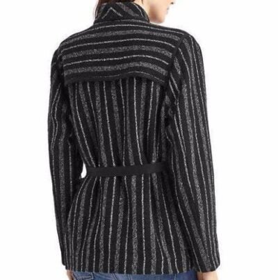 Gap Wool-blend stripe short coat, Black Sripe Sz M (319) - Image 2