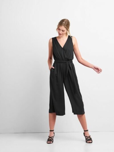 Gap Sleeveless Wrap Jumpsuit in Modal, true black Sz XXL (18227)