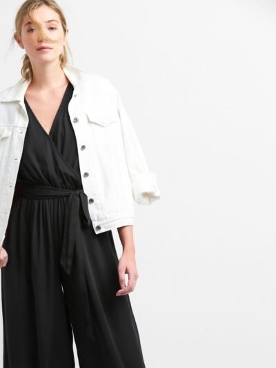 Gap Sleeveless Wrap Jumpsuit in Modal, true black Sz XXL (18227) - Image 3