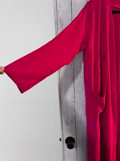 Abaya Long sleeve maxi Abaya Hot Pink - عباية مفتوحة كمام طويلة زهري - Image 4