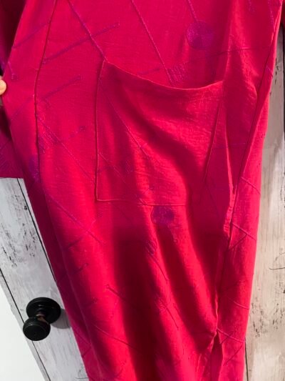 Abaya Long sleeve maxi Abaya Hot Pink - عباية مفتوحة كمام طويلة زهري - Image 3